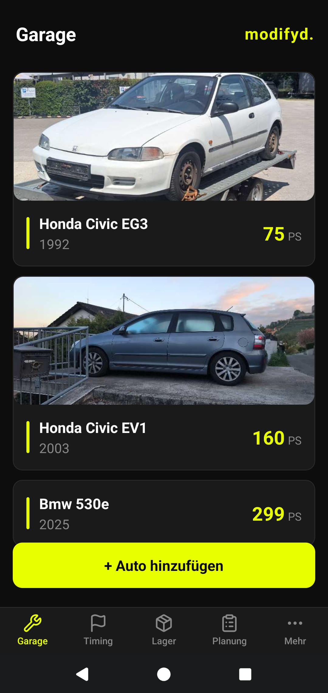 Garage — alle deine Fahrzeuge auf einen Blick
